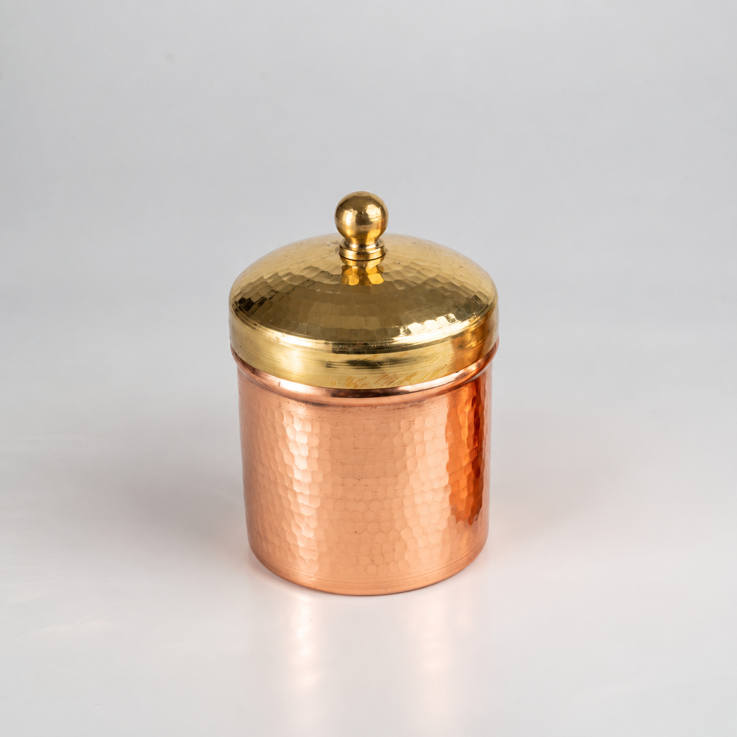 Dhatu Handcrafted Copper Tea, Coffee & Sugar Storage Container with Brass Lid (300 gm) - Image 2