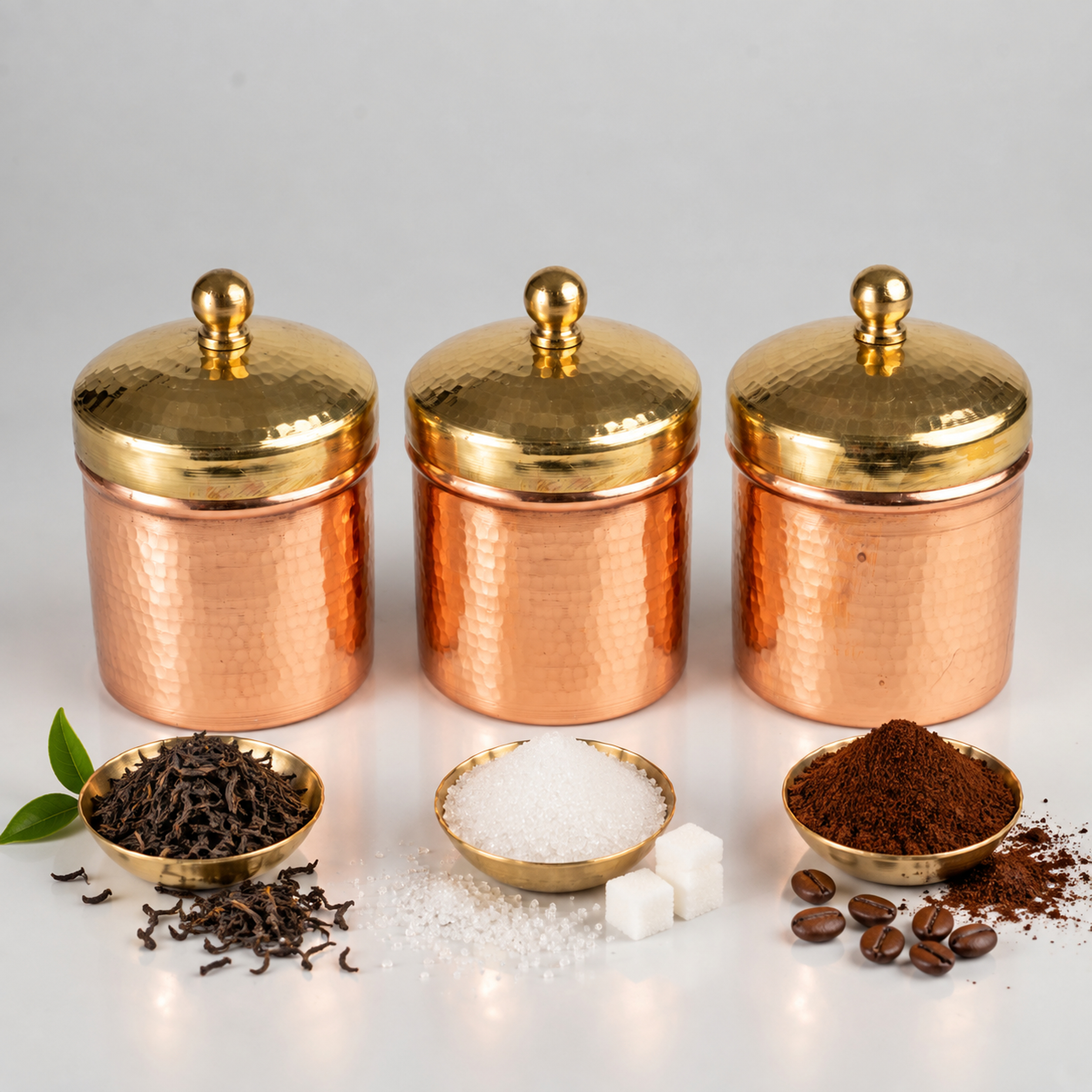 Dhatu Handcrafted Copper Tea, Coffee & Sugar Storage Container with Brass Lid (300 gm) - Image 6